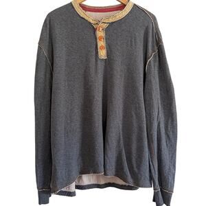 CARBON2COBALT | Men's Dark Heather Gray 3 button Henley Contrast collar | XL